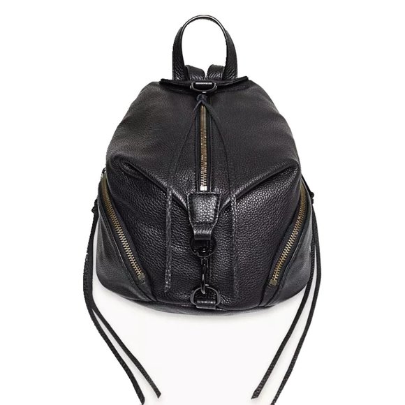 ❤️ NWT Rebecca Minkoff Julian Medium Leather Backpack BLACK BLACK AUTHENTIC main image 14